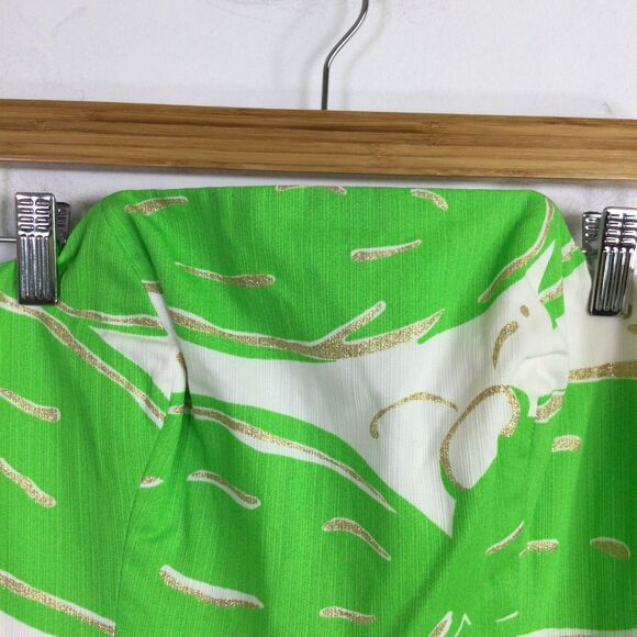 Lilly Pulitzer Womens Dress Lottie Stinger Strapless Mini Green White Size 4 - Picture 9 of 16